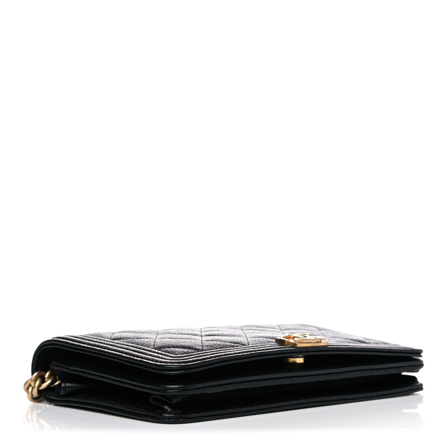 Caviar Quilted Boy Wallet On Chain WOC Black