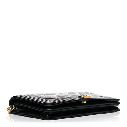 Chanel Caviar Quilted Boy Wallet On Chain WOC Black 4 of 13