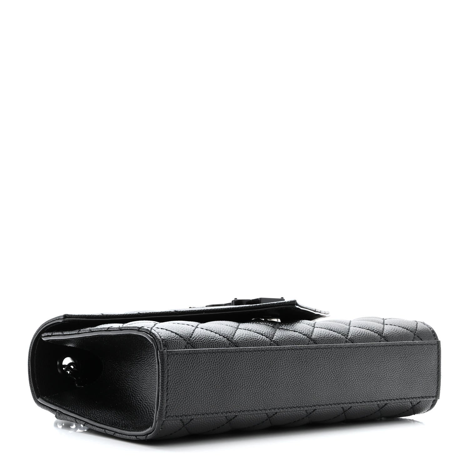 Saint Laurent Grain De Poudre Textured Mixed Matelasse Triquilt Small Monogram Monochrome Satchel Black 4 of 11