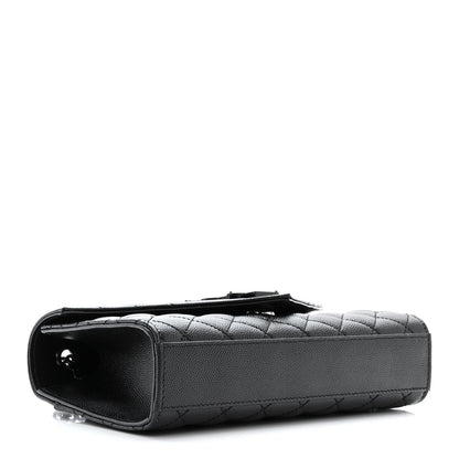 Saint Laurent Grain De Poudre Textured Mixed Matelasse Triquilt Small Monogram Monochrome Satchel Black 4 of 11