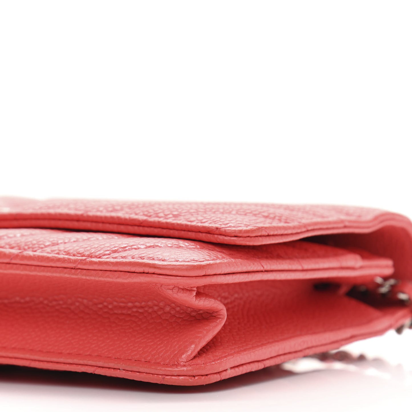 Caviar Chevron Quilted Wallet On Chain WOC Coral