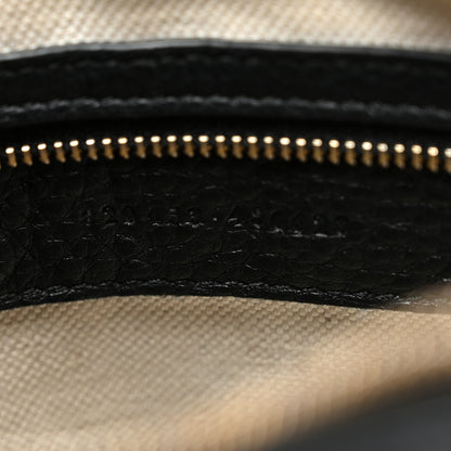 Gucci GG Grainy Calfskin Emblem Large Half Moon Shoulder Bag Black 7 of 11