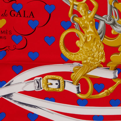 Hermes Silk Brides De Gala Love Scarf 90 Rouge Vif Marine White 3 of 4