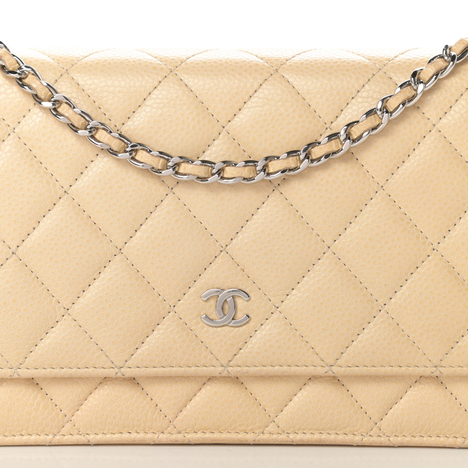 Chanel Caviar Quilted Wallet On Chain WOC Beige 9 of 17