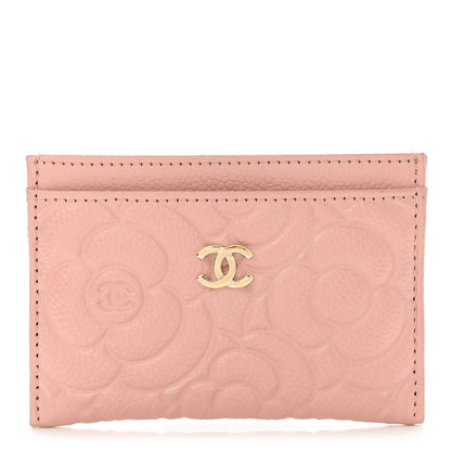 Chanel Caviar Camellia Embossed Card Holder Pink 1 of 9