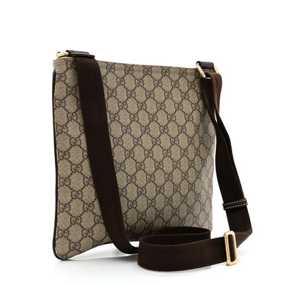 Gucci GG Supreme Monogram Selleria Calfskin Small Flat Side Zip Messenger Bag Beige Ebony Cocoa Dark Chocolate 3 of 12