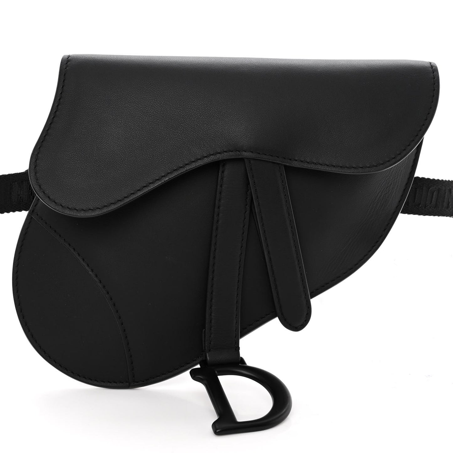 Ultra Matte Calfskin Saddle Belt Bag Black
