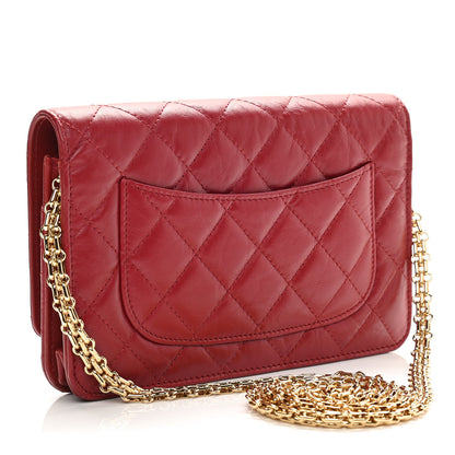 Chanel Aged Calfskin Quilted Reissue Wallet On Chain WOC Red 3 of 11