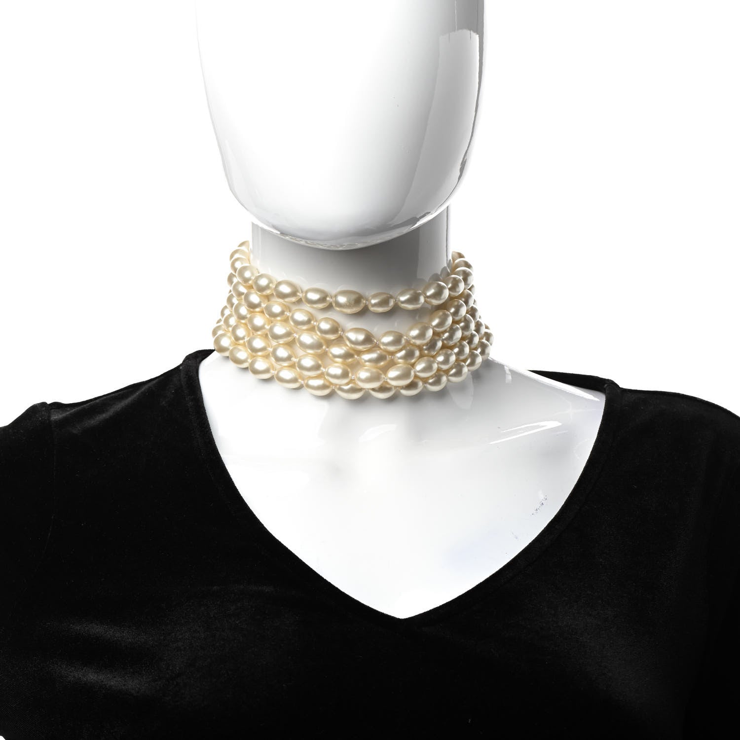 Chanel Pearl Multi Strand Choker Necklace Gold 2 of 7