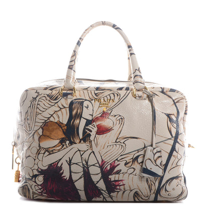 Prada X JAMES JEAN Cervo Lux Fairy Print Large Double Handle Boston Bag Prugna 1 of 12