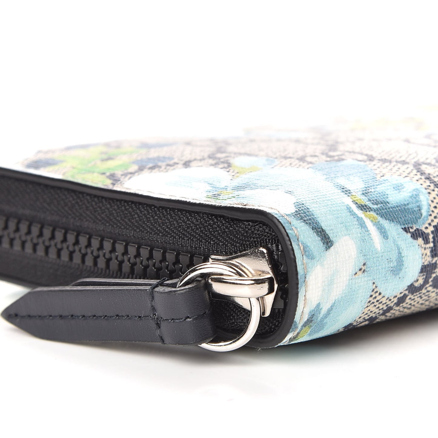 GG Supreme Monogram Blooms Zip Around Wallet Blue