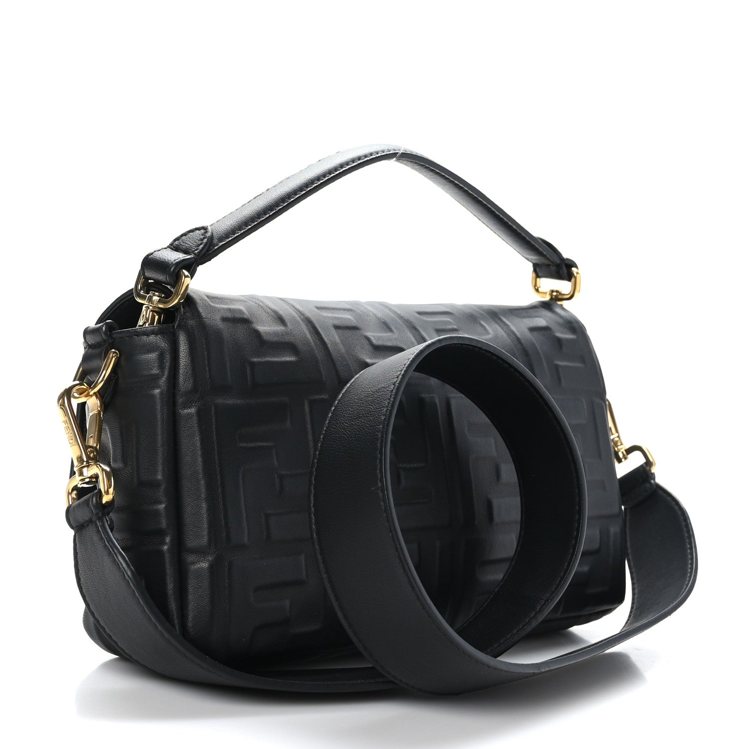 Fendi Nappa FF 1974 Embossed Baguette Black 3 of 8