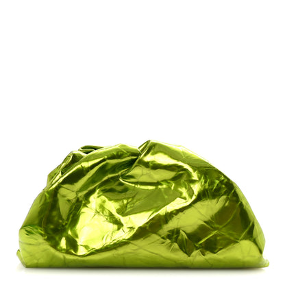 Bottega Veneta Metallic Crushed Calfskin Teen Pouch Chlorophyll 1 of 7