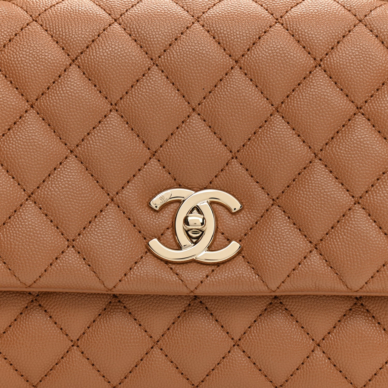 Chanel Caviar Quilted Lizard Embossed Small Coco Handle Flap Brown 8 of 10