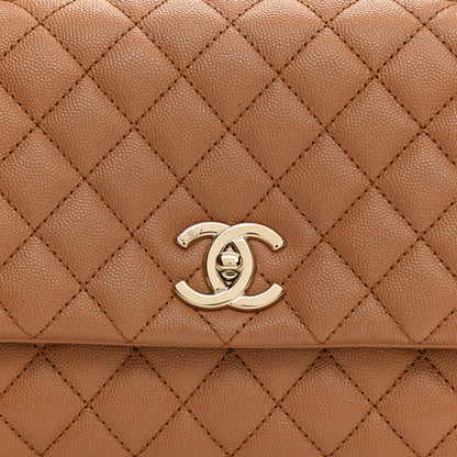 Chanel Caviar Quilted Lizard Embossed Small Coco Handle Flap Brown 8 of 10
