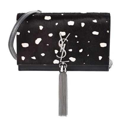 Saint Laurent Calf Hair Spotted Monogram Kate Tassel Chain Wallet Black 1 of 9