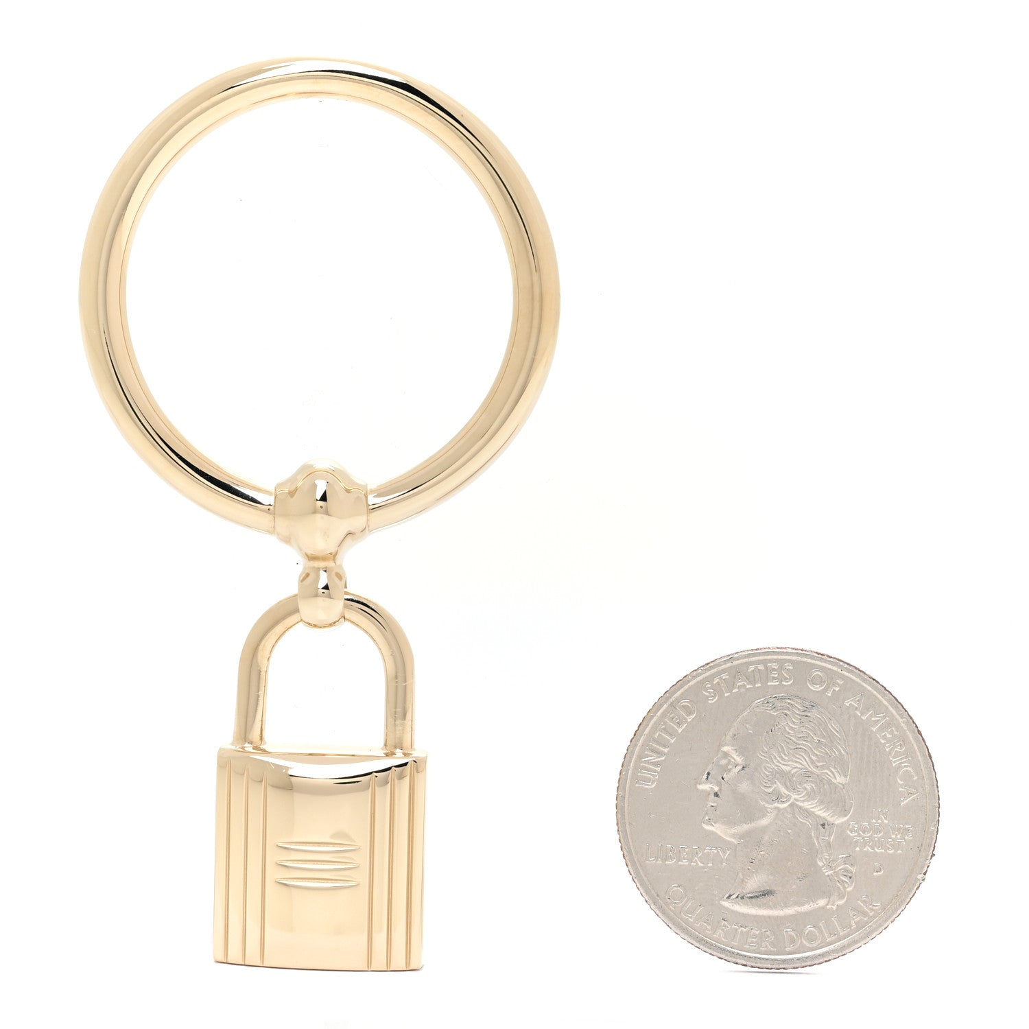 Hermes Permabrass Loop Charms Cadenas Scarf Ring Gold 2 of 4