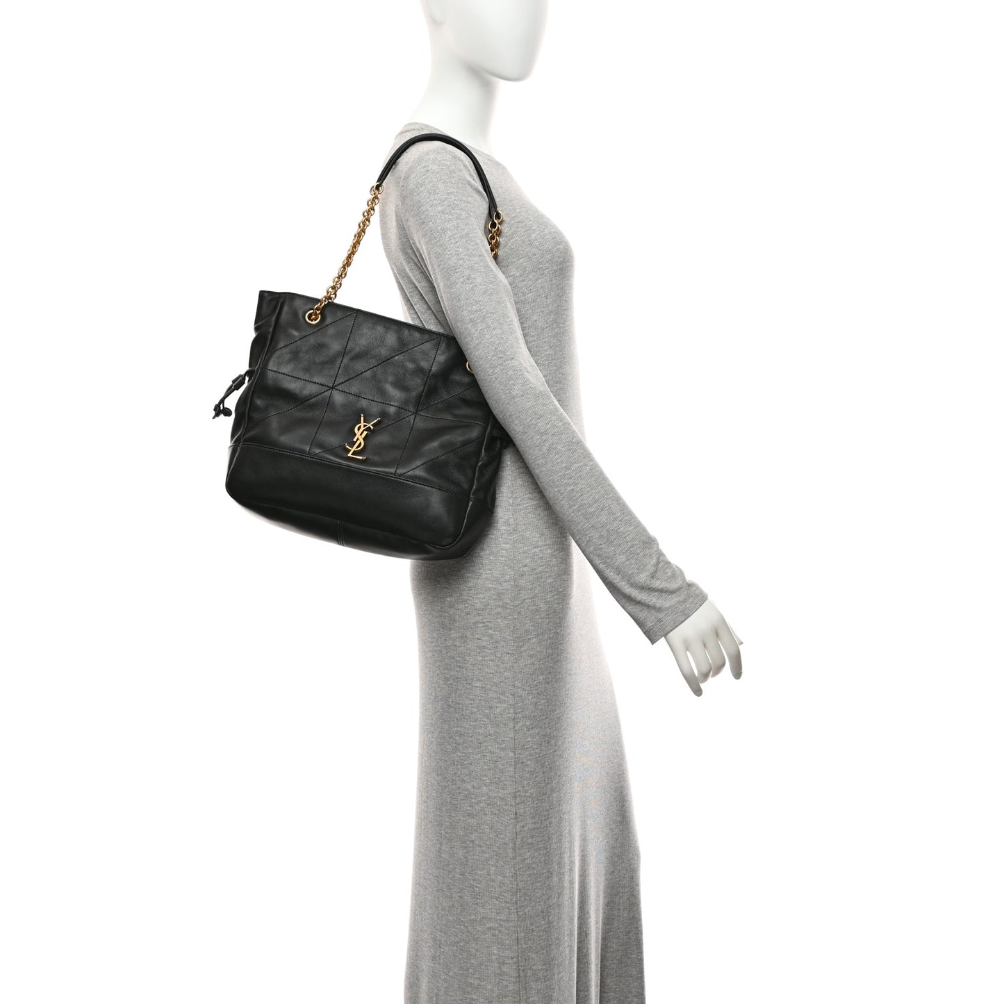 Lambskin Medium Jamie Shopping Tote Black