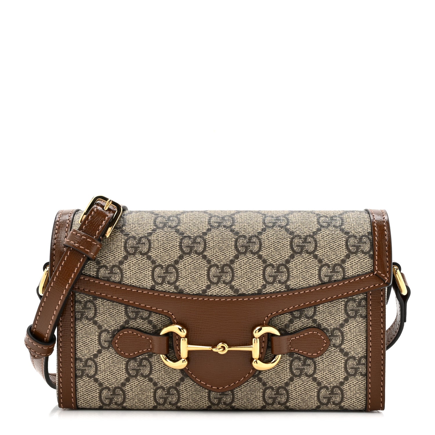 Gucci GG Supreme Monogram Mini Horsebit 1955 Shoulder Bag Beige Brown Sugar 1 of 11