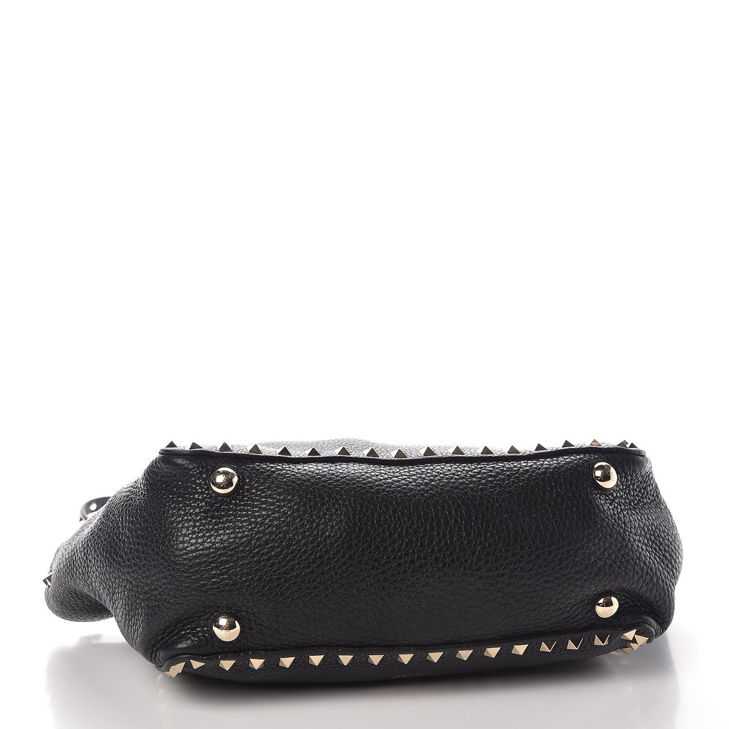 Grained Calfskin Small Rockstud Tote Black