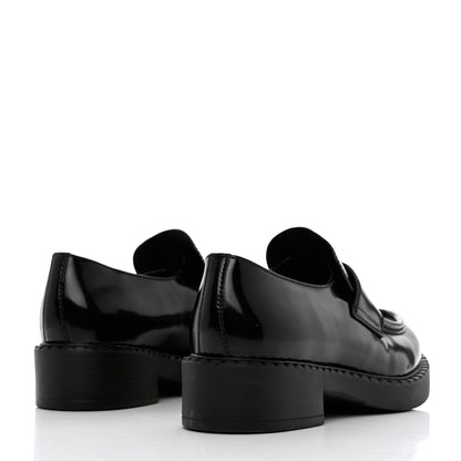Prada Spazzolato Metal Triangle Logo 50mm Loafers 37 Black 4 of 8