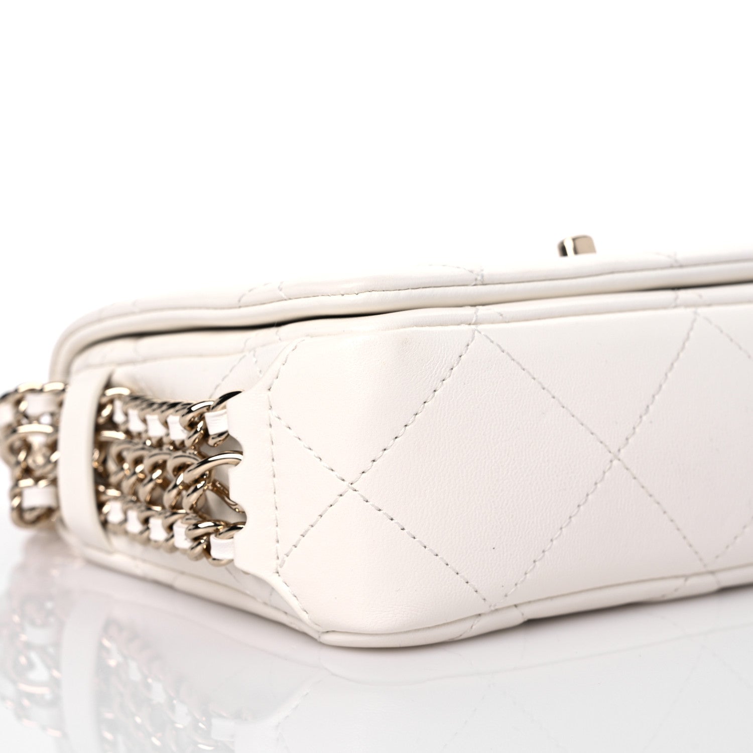 Chanel Lambskin Quilted Mini Chain Rows Flap White 7 of 9