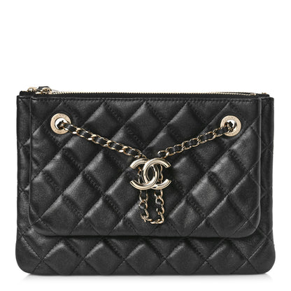 Chanel Shiny Lambskin Quilted Medium Double Case With Strap Black 1 of 9