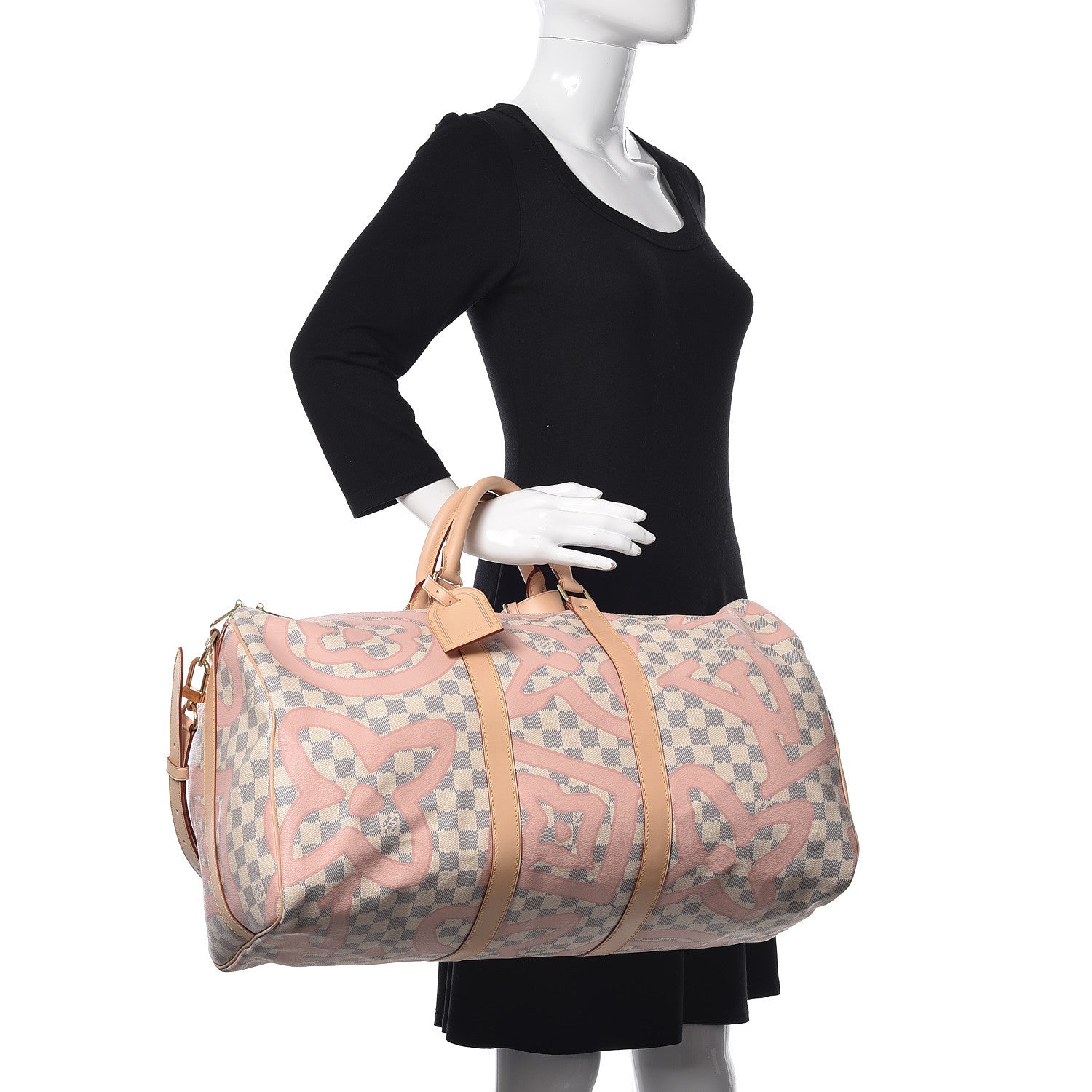 Louis Vuitton Damier Azur Tahitienne Keepall Bandouliere 50 Rose Ballerine 3 of 15