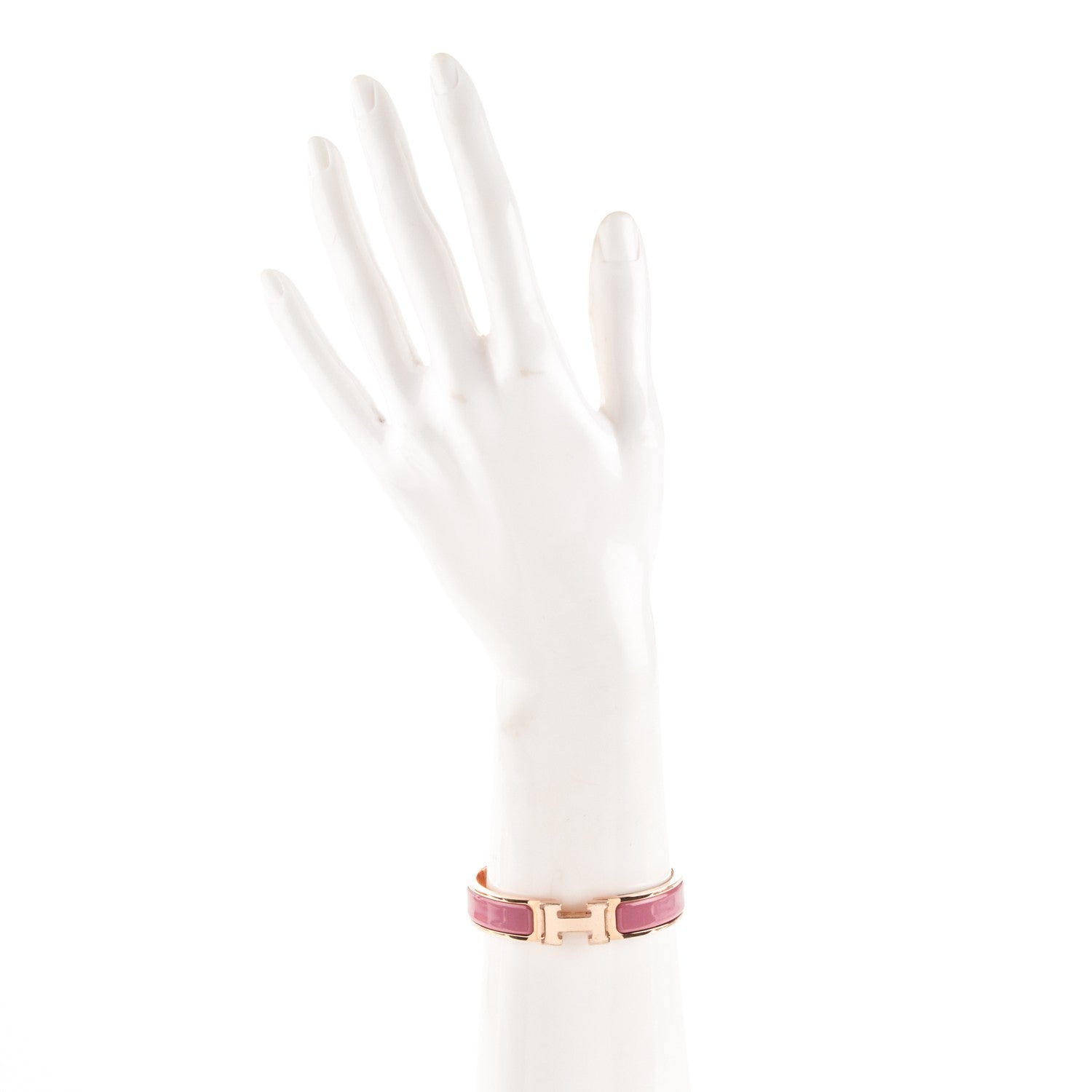 Hermes Enamel Narrow Clic Clac H Bracelet PM Rose Velours 2 of 4