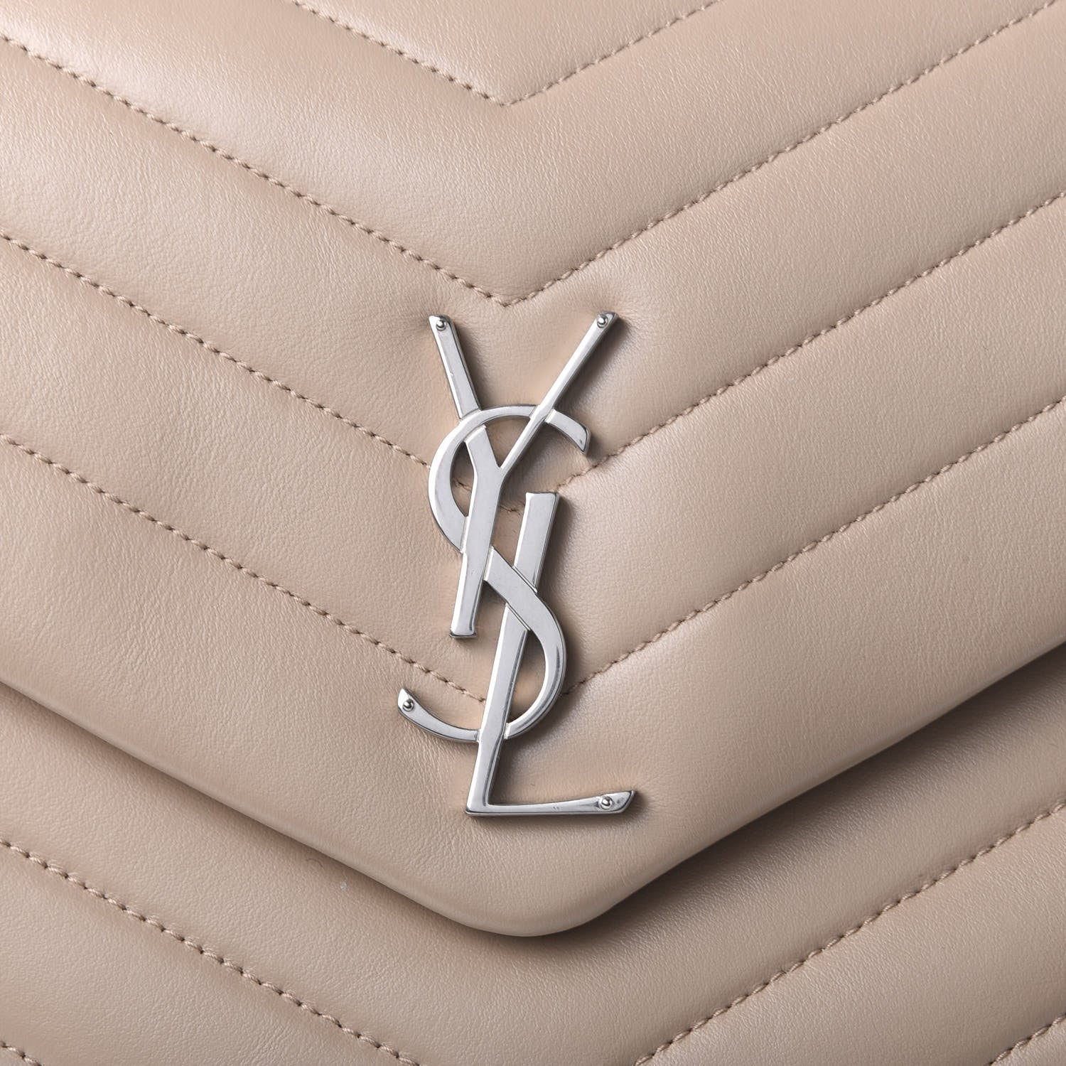 Saint Laurent Calfskin Y Quilted Monogram Small Loulou Chain Satchel Nude Powder 9 of 9
