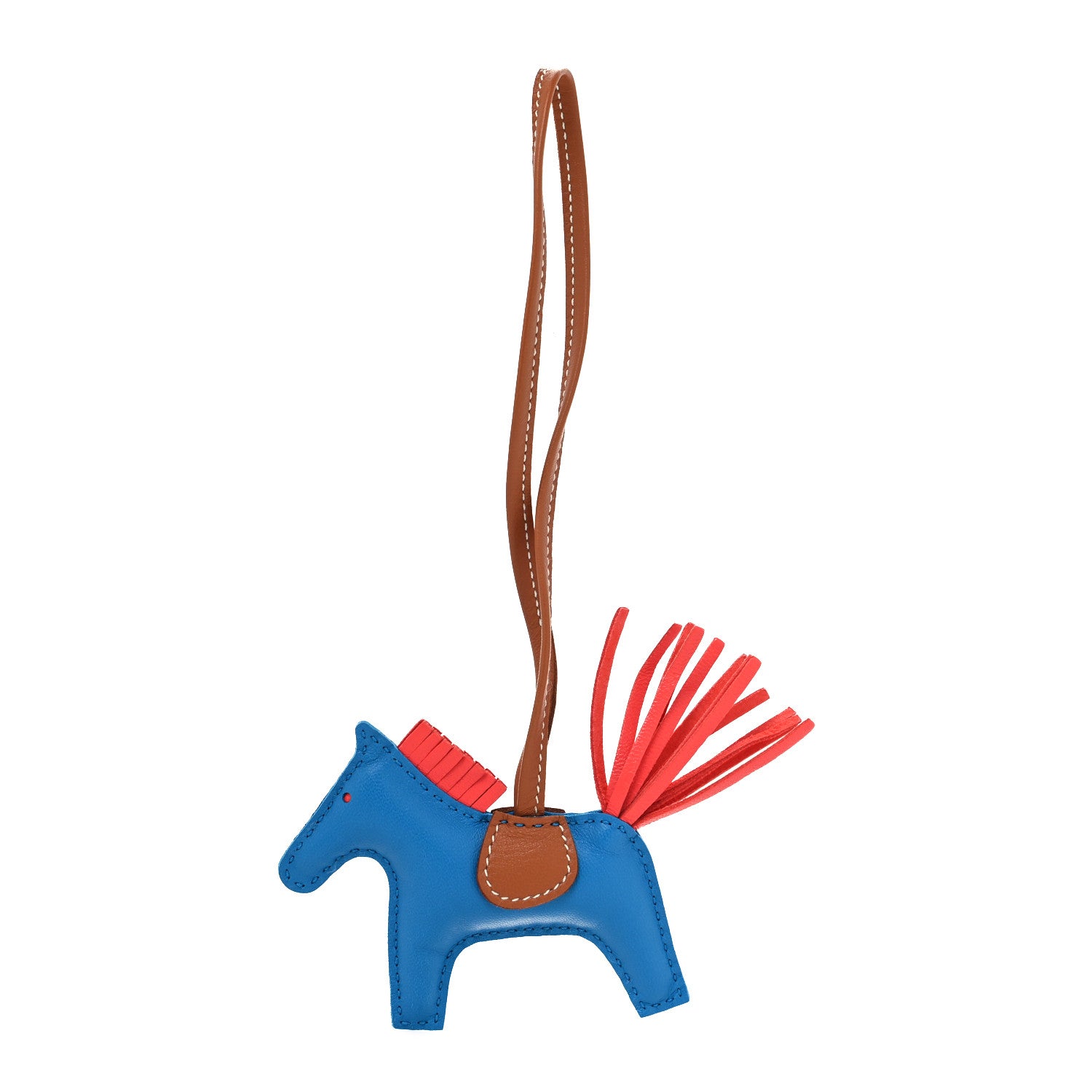 Hermes Milo Lambskin Grigri Rodeo Horse Bag Charm PM Blue Zanzibar Rose Texas Gold 1 of 4