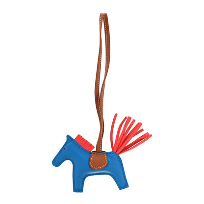 Hermes Milo Lambskin Grigri Rodeo Horse Bag Charm PM Blue Zanzibar Rose Texas Gold 1 of 4