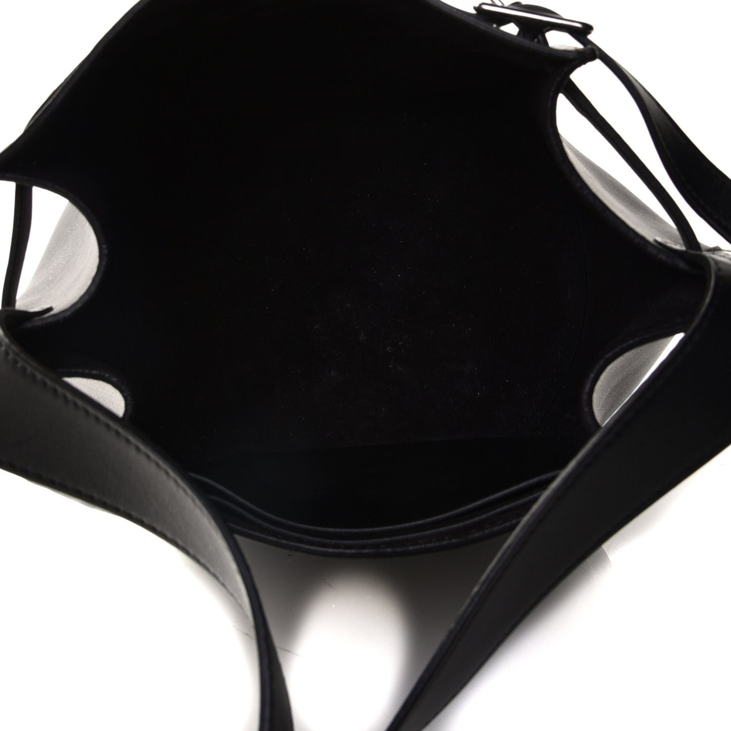 Smooth Calfskin Long Strap Big Bucket Bag Black