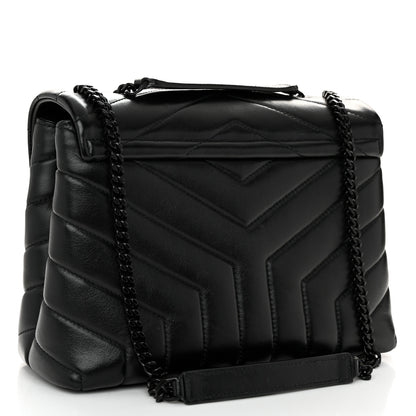 Saint Laurent Calfskin Y Quilted Monogram Monochrome Small Loulou Chain Satchel Black 3 of 12