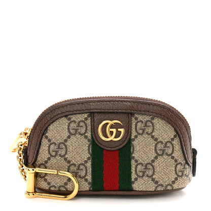 Gucci GG Supreme Monogram Web Ophidia Dome Key Pouch Beige New Acero 1 of 9