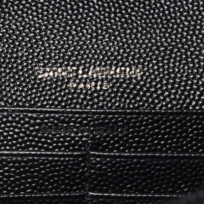 Saint Laurent Grain De Poudre Matelasse Chevron Monogram Chain Wallet Black 6 of 8