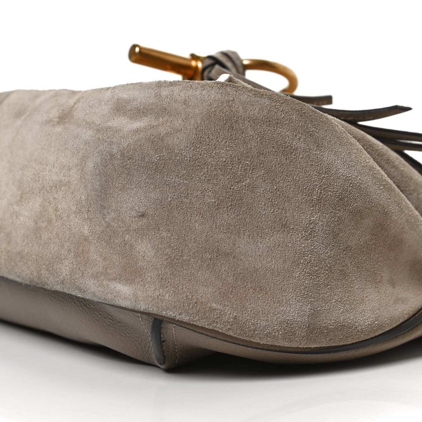 Suede Calfskin Small Lexa Shoulder Bag Motty Grey