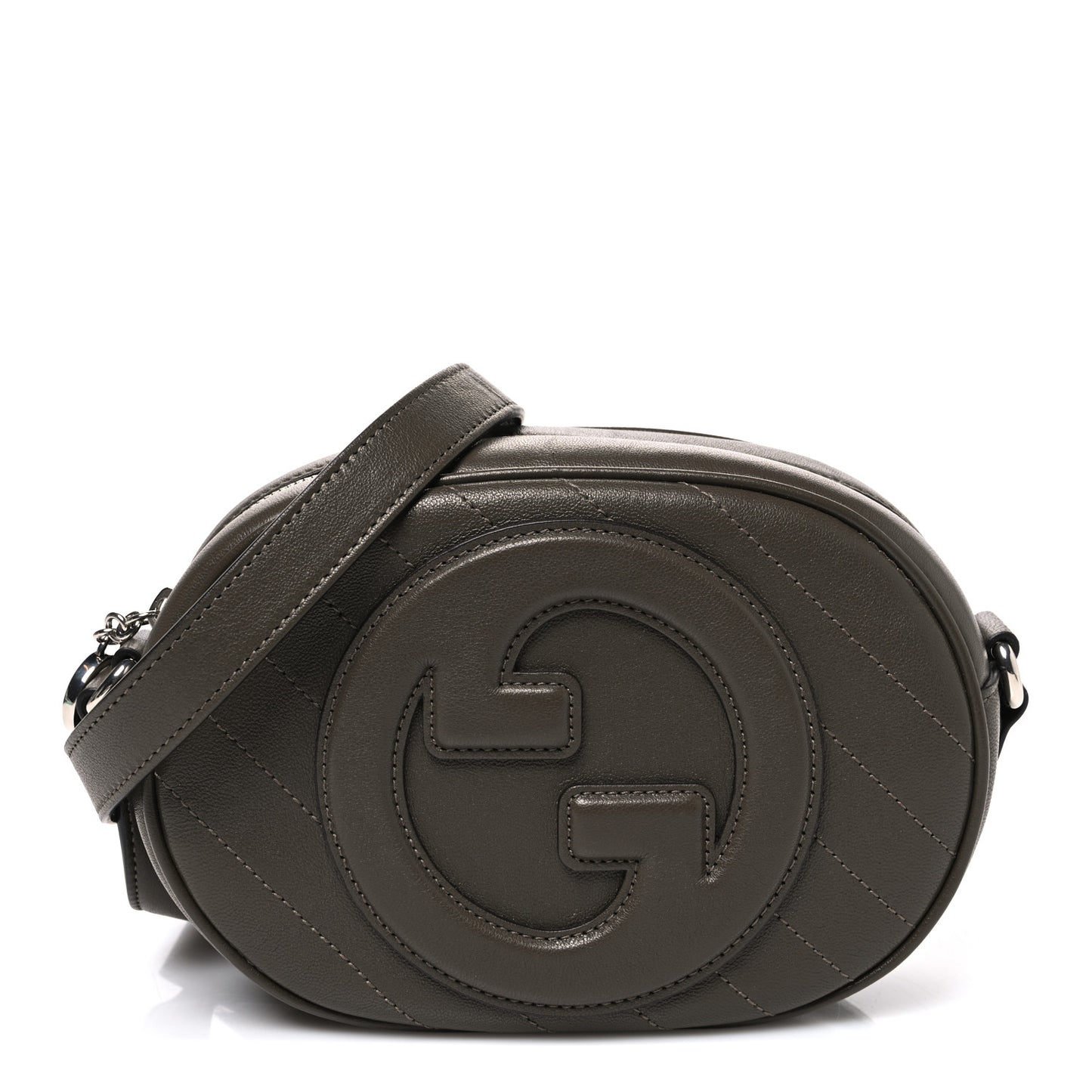 Sakai Be Green Calfskin Diagonal Stitched Mini Blondie Shoulder Bag Craclet Brown