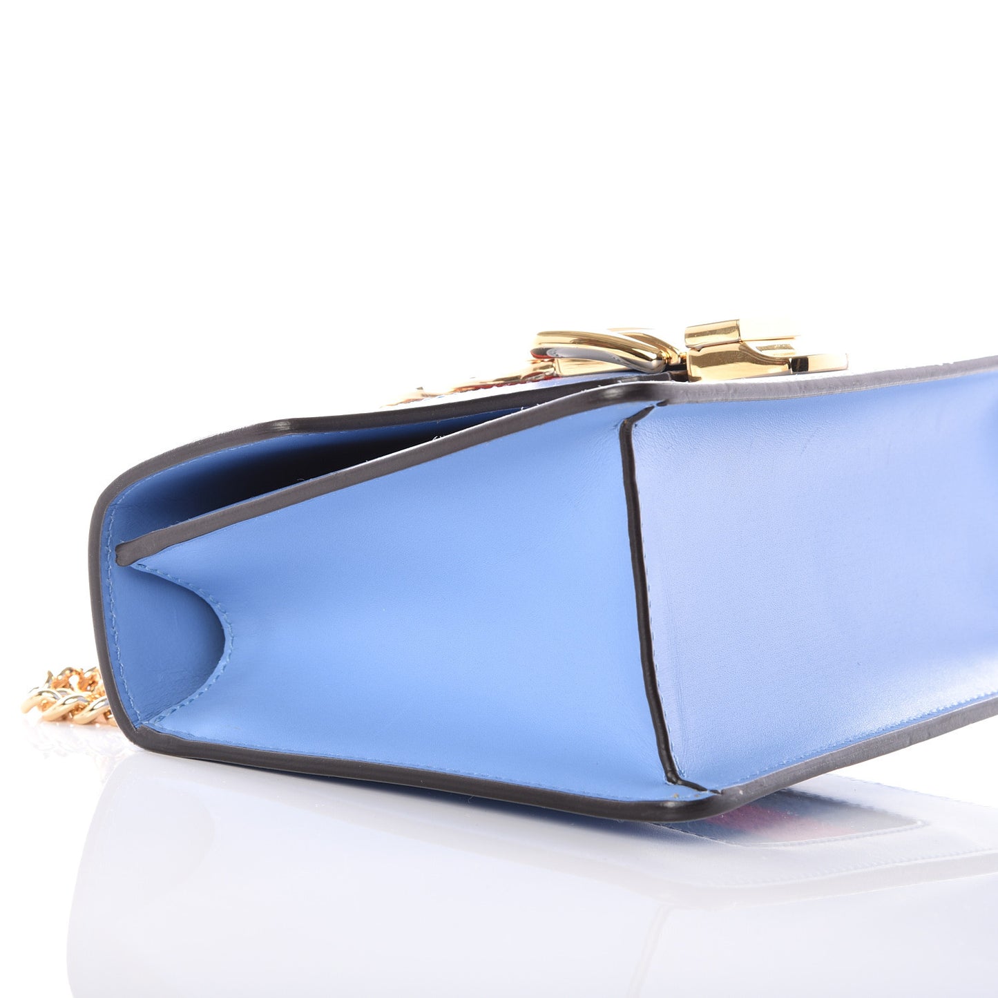 Calfskin Mini Sylvie Chain Shoulder Bag Clear Sky Blue