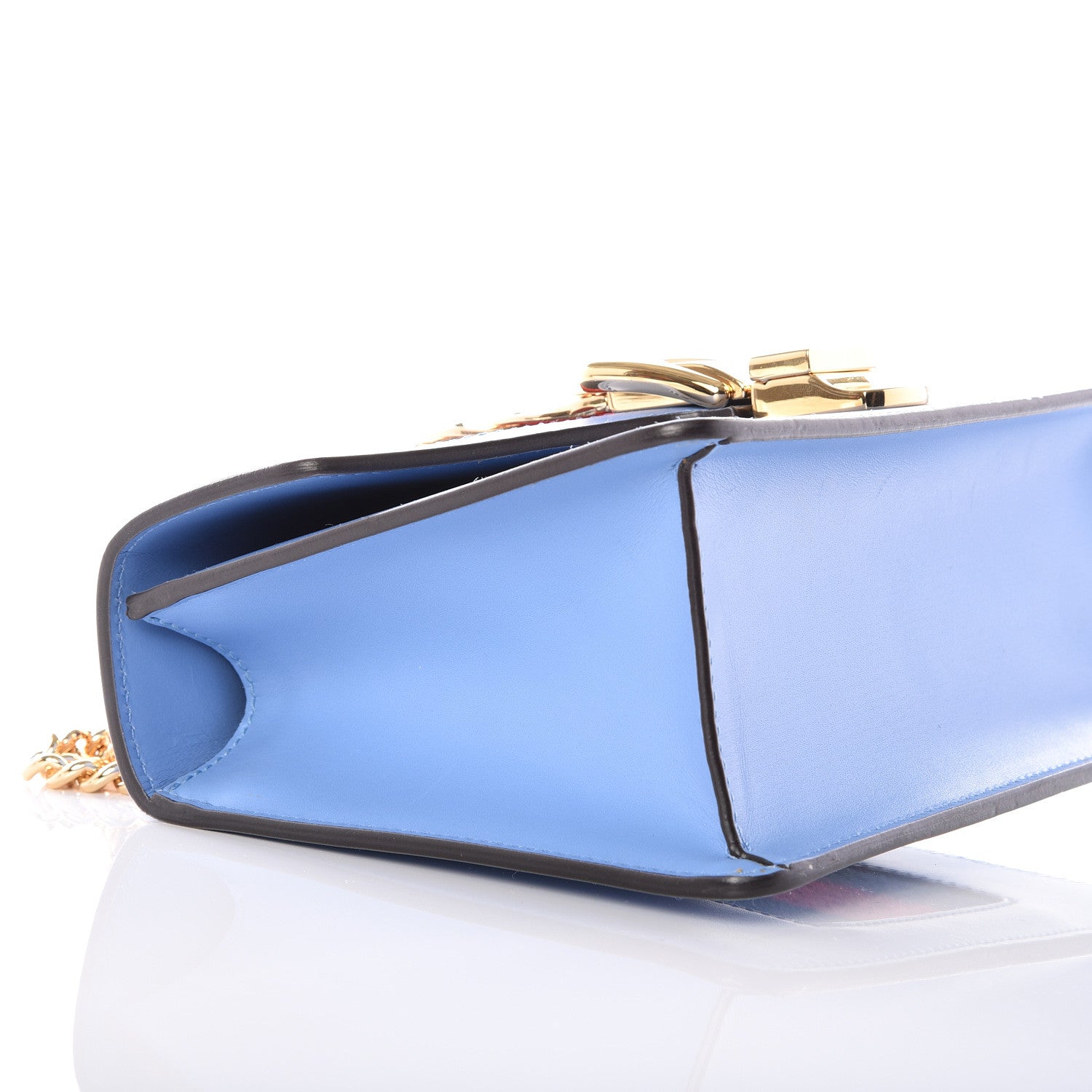 Gucci Calfskin Mini Sylvie Chain Shoulder Bag Clear Sky Blue 8 of 18