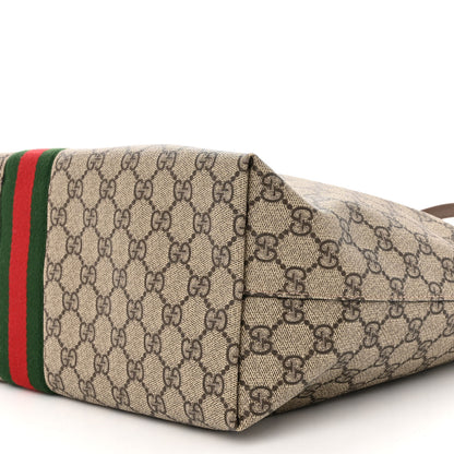 Gucci GG Supreme Monogram Textured Calfskin Web Medium Ophidia Shopping Tote Beige Ebony New Acero 8 of 8