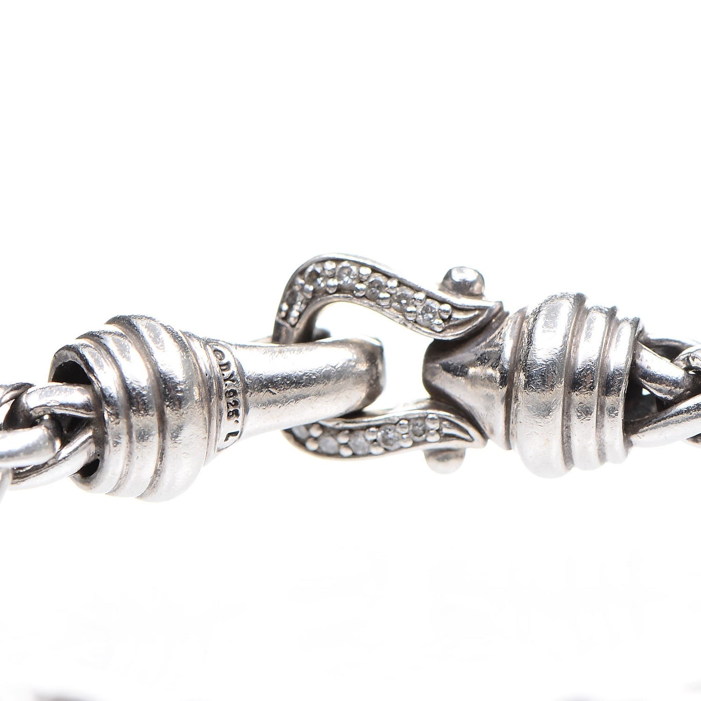 Sterling Silver Diamond 6mm Wheat Chain Bracelet L