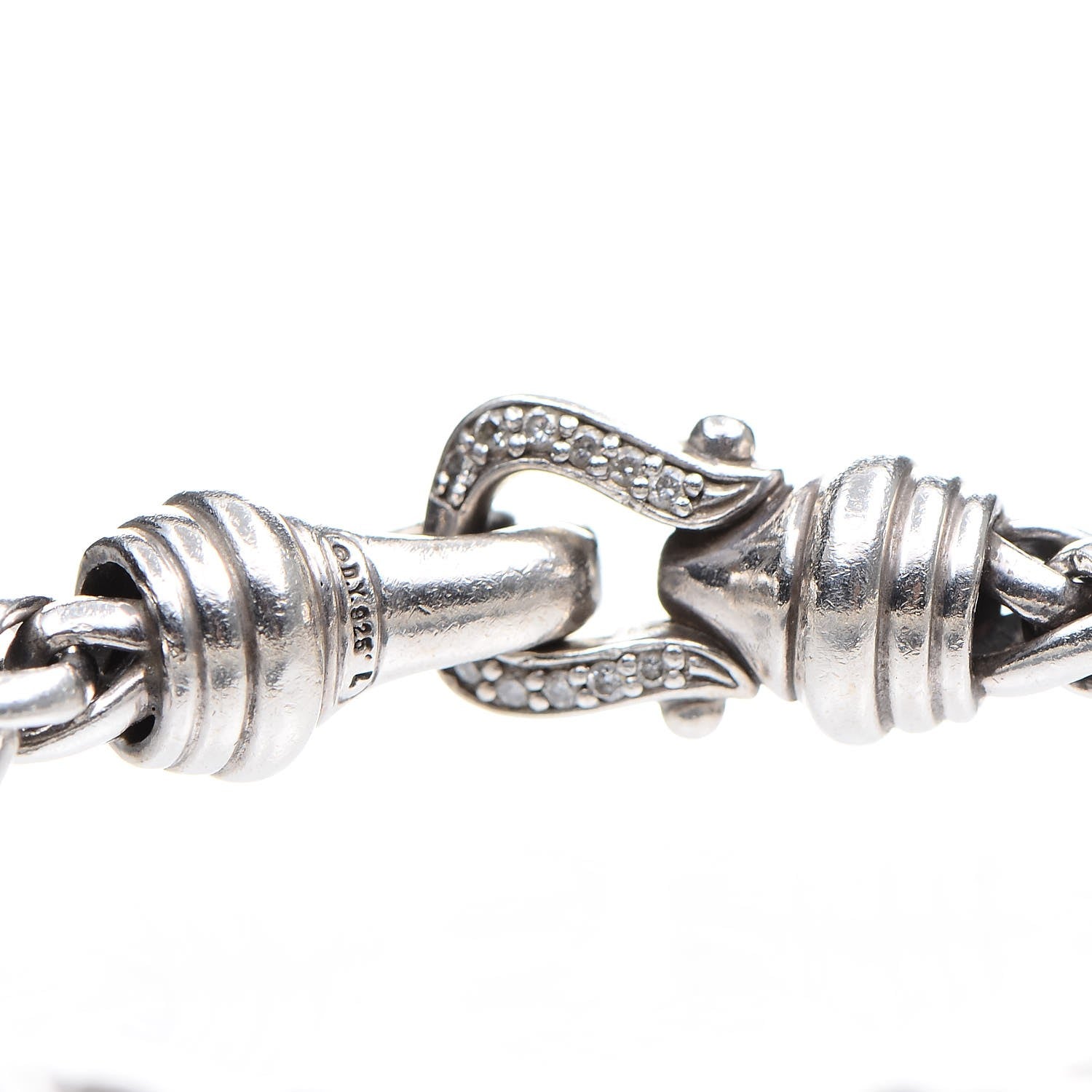 David Yurman Sterling Silver Diamond 6mm Wheat Chain Bracelet L 5 of 5