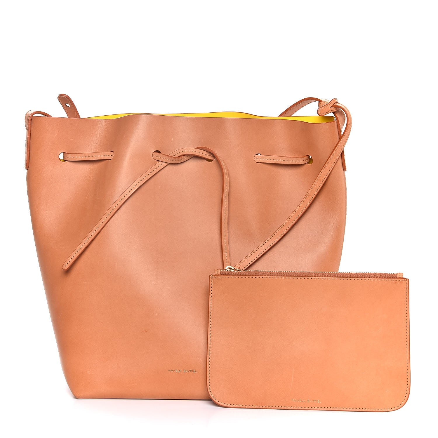 Mansur Gavriel Vegetable Tanned Calfskin Bucket Bag Cammello Sun 1 of 8
