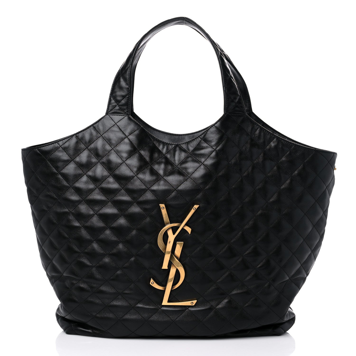 Saint Laurent Lambskin Quilted Maxi Icare Shopping Tote Black 3 of 10
