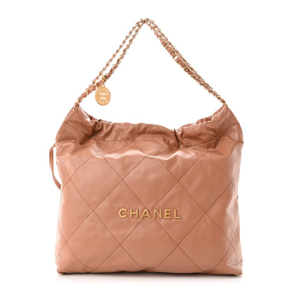 Chanel Shiny Calfskin Quilted Chanel 22 Camel 3 of 11