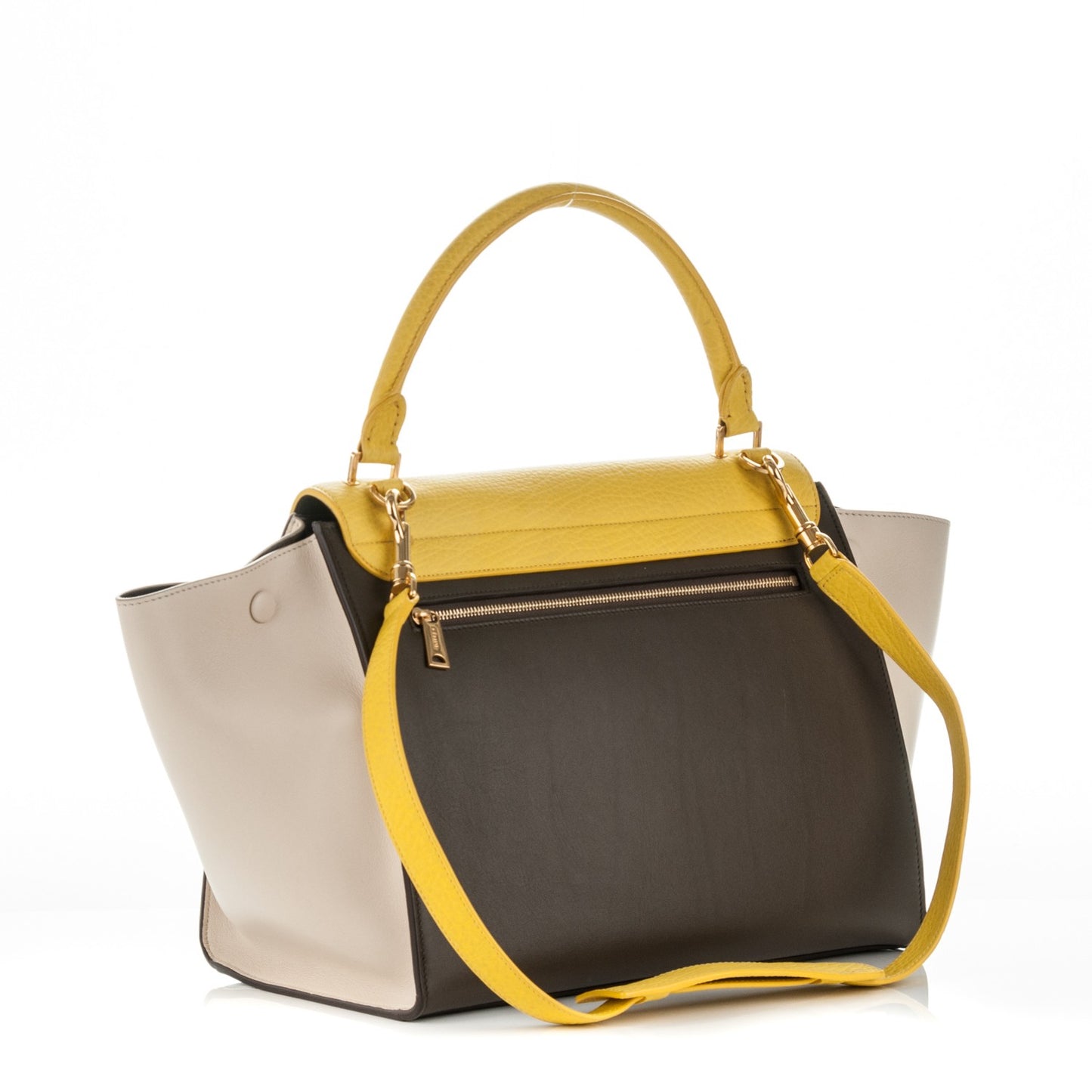 Elephant Calfskin Medium Tri-Color Trapeze Yellow