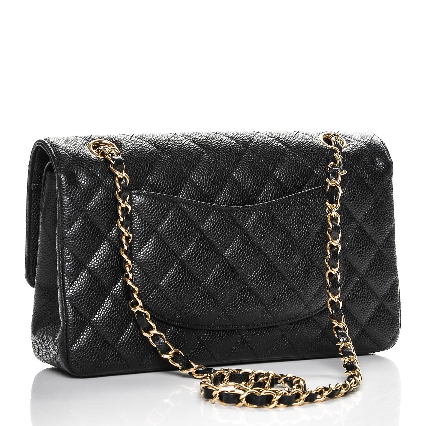 Caviar Quilted Medium Double Flap Black