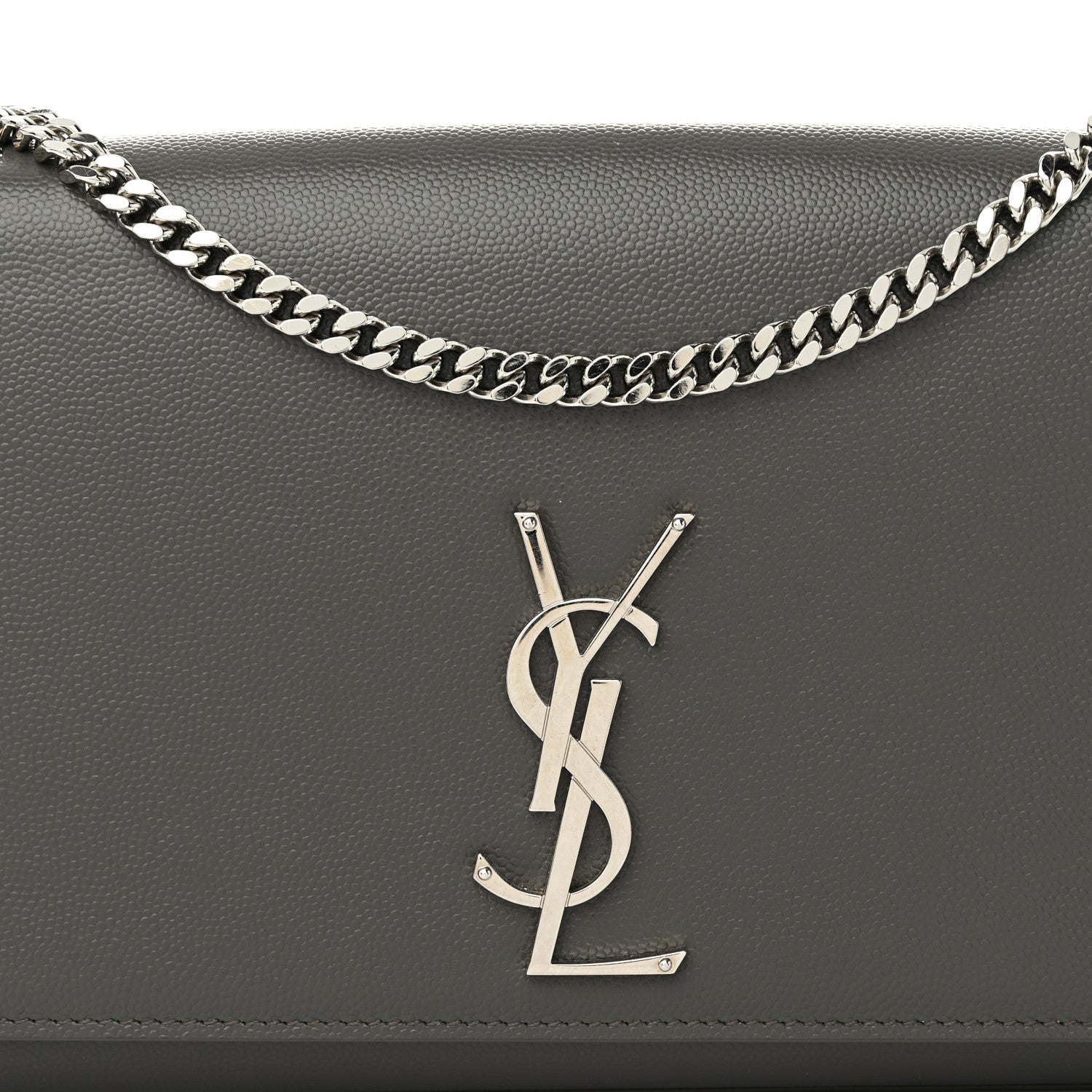 Saint Laurent Grain De Poudre Medium Classic Monogram Kate Satchel Earth Grey 7 of 9