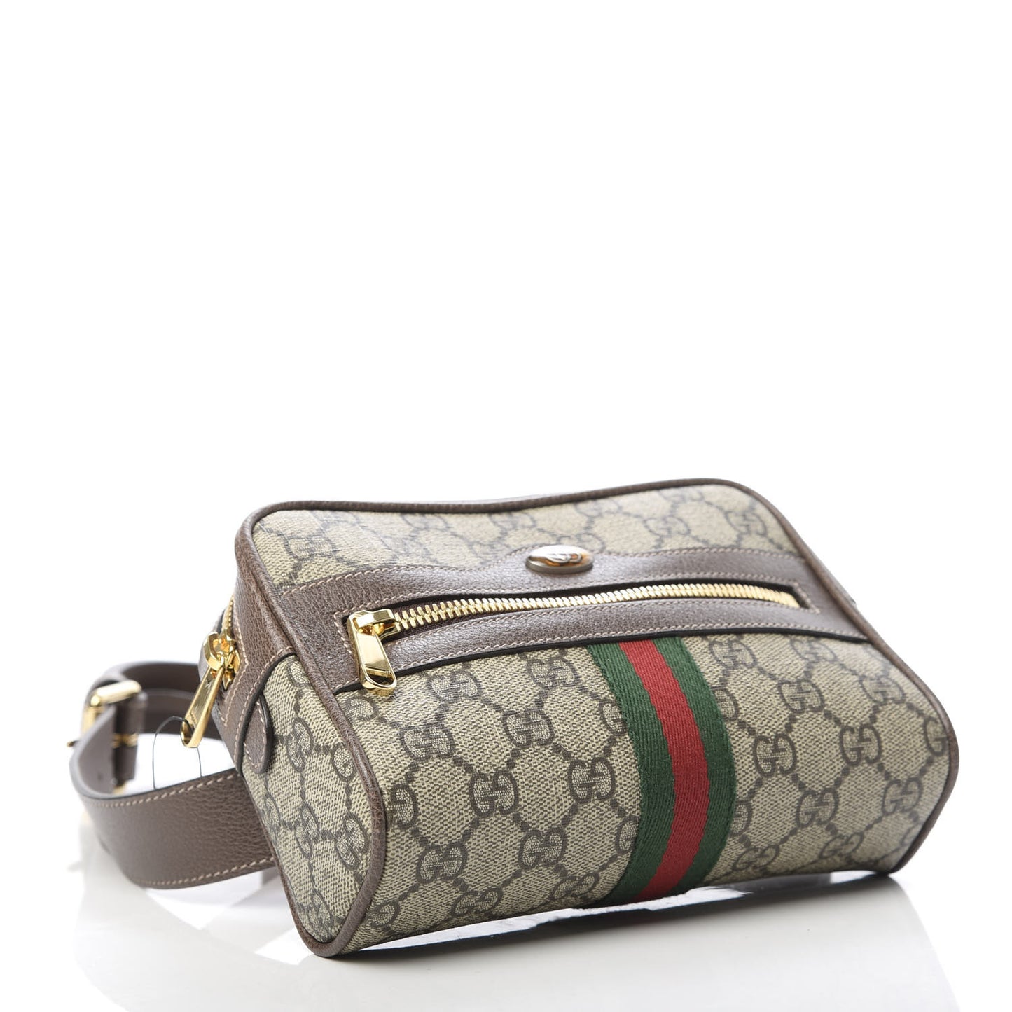 GG Supreme Monogram Web Small Ophidia Belt Bag 95 38 Dark Brown
